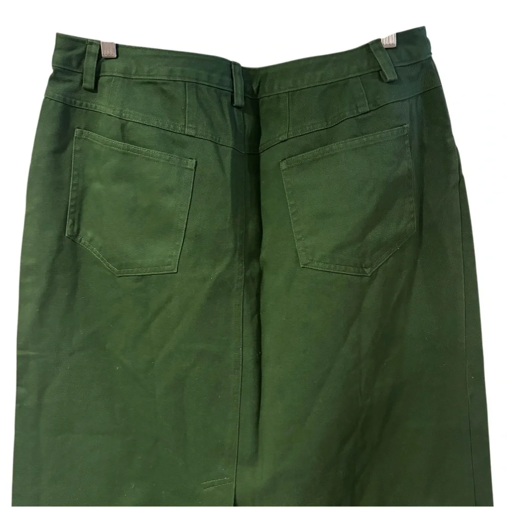 NWT Bridgewater Studio Green Denim Midi Skirt Size 18 High Waisted Casual Boho - Picture 10 of 10